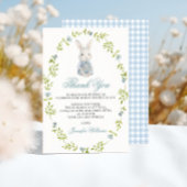 Blue Little Bunny Spring Baby Shower Bedankkaart