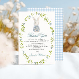 Blue Little Bunny Spring Baby Shower Bedankkaart