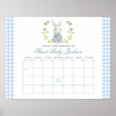 Blue Little Bunny Spring Baby uitgerekende datum C Poster (Voorkant)