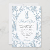 Blue Little Bunny Spring Easter Baby Boy Shower Bedankkaart (Voorkant)