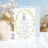 Blue Little Bunny Spring Pasen Baby Boy Shower Kaart