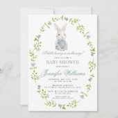 Blue Little Bunny Spring Pasen Baby Boy Shower Kaart (Voorkant)