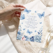 Blue Little Butterfly Flowers Boy Baby shower Kaart