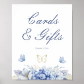 Blue Little Butterfly Kaarten en geschenken Poster (Voorkant)