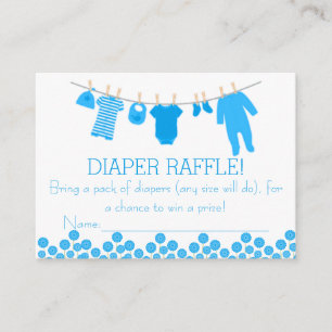 Blue Little Clothes Luier Raffle Tickets Informatiekaartje