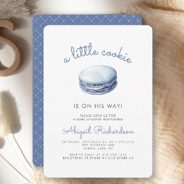 Blue Little Cookie Macaron Boy Baby shower Kaart