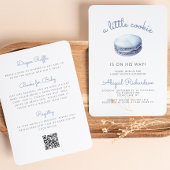 Blue Little Cookie Macaron QR Code Boy Baby shower Kaart