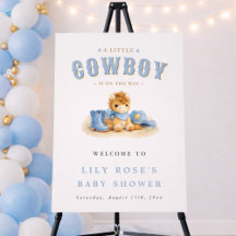 Blue Little Cowboy Baby Girl Boy Welcome