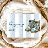 Blue Little Cowboy Modern Western Baby Registry Informatiekaartje