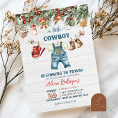 Blue Little Cowboy Westerne vakantie Baby shower Kaart