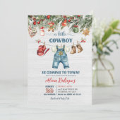 Blue Little Cowboy Westerne vakantie Baby shower Kaart (Staand voorkant)