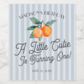 Blue Little Cutie Citrus Baby shower Favoriet Wijn Etiket (Enkel label)