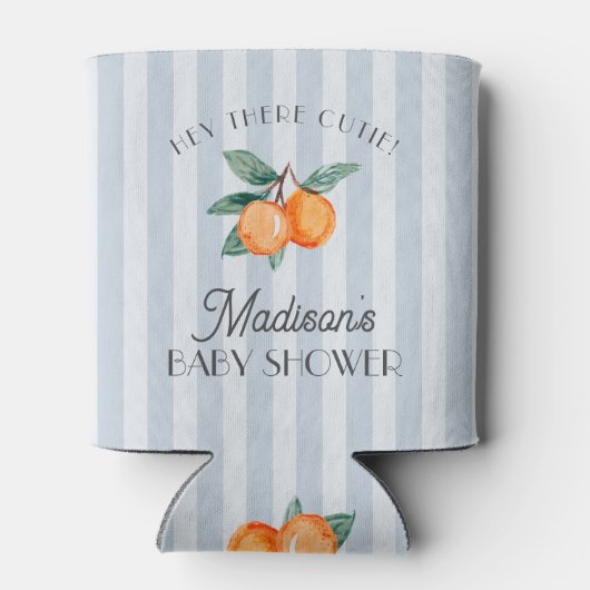 Blue Little Cutie Citrus Baby shower Favors Blikjeskoeler (Achterkant)