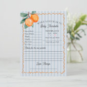 Blue Little Cutie Citrus Douche Advies voor Baby Kaart (Staand voorkant)