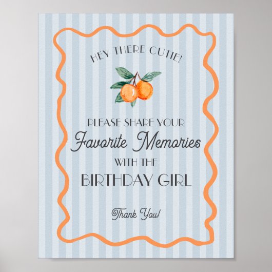 Blue Little Cutie Citrus Favoriete Memory Verjaard Poster (Voorkant)
