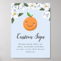 Blue Little Cutie Floral Baby shower Sign