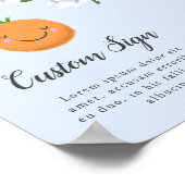 Blue Little Cutie Floral Baby shower Sign Poster (Hoek)