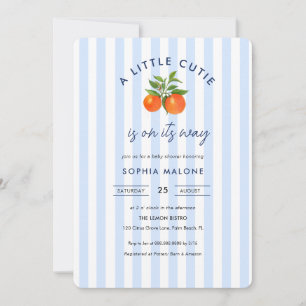 Blue Little cutie onderweg Citrus Baby shower Kaart