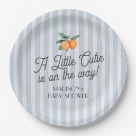 Blue Little Cutie op de weg Citrus Baby shower Papieren Bordje