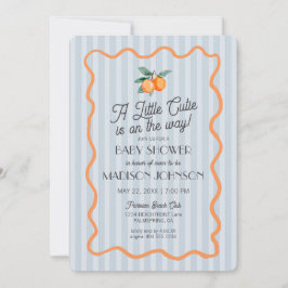 Blue Little Cutie Pastel Citrus Theme Baby shower Kaart