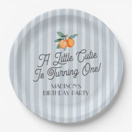 Blue Little Cutie Pastel Citrus Verjaardagsfeestje Papieren Bordje
