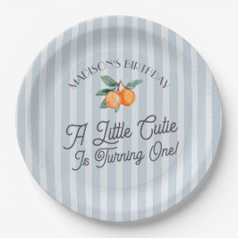 Blue Little Cutie Pastel Citrus Verjaardagsfeestje Papieren Bordje