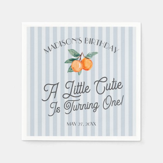 Blue Little Cutie Pastel Citrus Verjaardagsfeestje Servet (Voorkant)