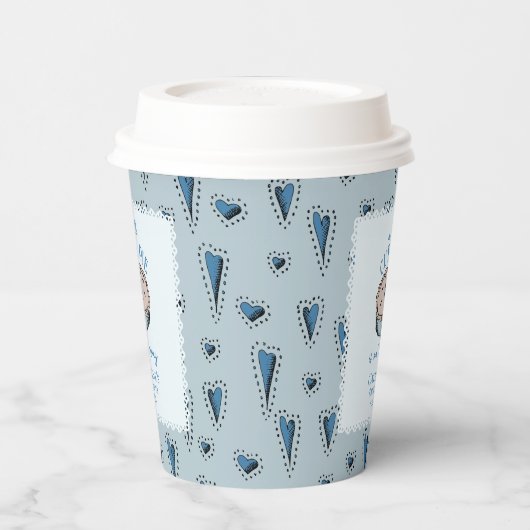 Blue Little Cutie Pie Autumn Baby Boy Shower Papieren Bekers (Links)