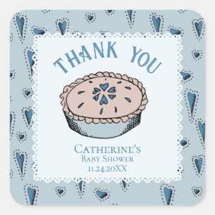 Blue Little Cutie Pie Baby Boy Bedankt Vierkante Sticker
