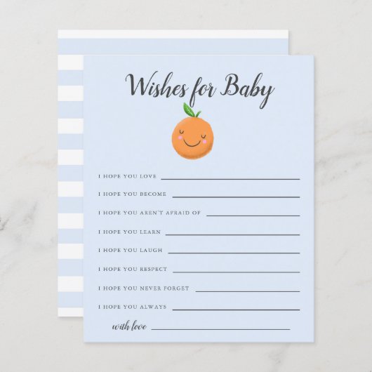 Blue Little Cutie Wishes for Baby Kaart (Voorkant / Achterkant)