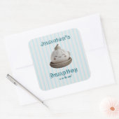 Blue Little Dumpling Boy Baby shower Vierkante Sticker (Envelop)