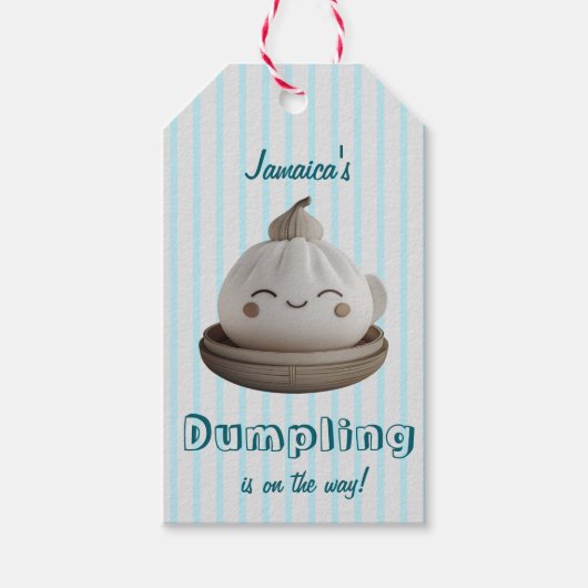 Blue Little Dumpling On The Way Gift Label Cadeaulabel (Voorkant)