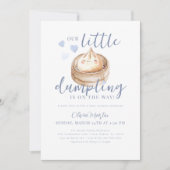 Blue Little Dumpling Waterverf Baby shower Invita Kaart (Voorkant)