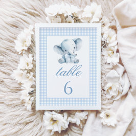 Blue Little Elephant Bow Baby shower Tafelnummers