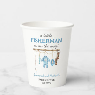 Blue Little Fisherman Baby Shower  Papieren Bekers