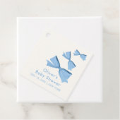 Blue Little Flying Bow Boy Baby shower Bedankjes Labels (In situ)