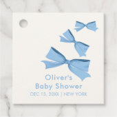 Blue Little Flying Bow Boy Baby shower Bedankjes Labels (Voorkant)