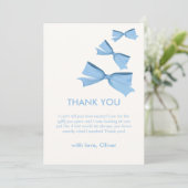 Blue Little Flying Bow Boy Baby shower Bedankkaart (Staand voorkant)