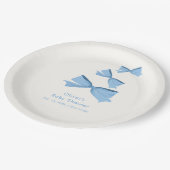 Blue Little Flying Bow Boy Baby shower Papieren Bordje (Gekanteld)