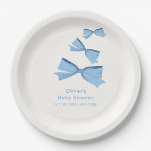 Blue Little Flying Bow Boy Baby shower Papieren Bordje