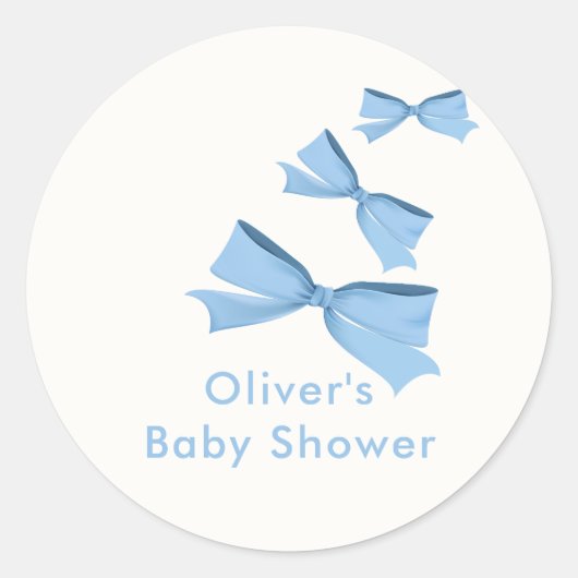 Blue Little Flying Bow Boy Baby shower Ronde Sticker (Voorkant)