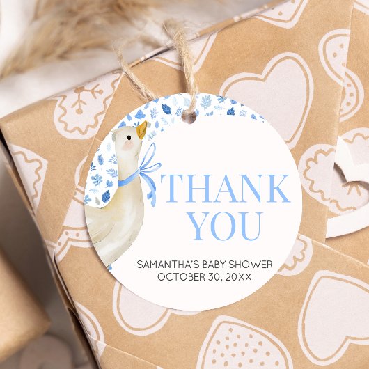 Blue Little Gekke Goose Baby shower Rond Bedankjes Labels