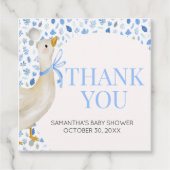 Blue Little Gekke Goose Baby shower Square Bedankjes Labels (Voorkant)
