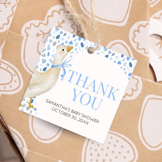 Blue Little Gekke Goose Baby shower Square Bedankjes Labels