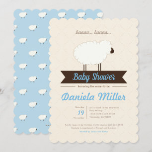 Blue Little Lamb Baby Boy Shower Kaart