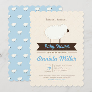 Blue Little Lamb Baby Boy Shower Kaart