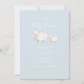 Blue Little Lamb Baby shower Invitation Kaart (Voorkant)