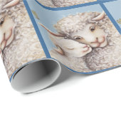 Blue Little Lamb Wrapping Paper Cadeaupapier (Rol Hoek)