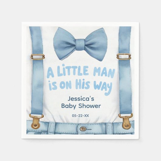 Blue Little Man Baby shower servetten (Voorkant)