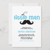 Blue Little Man Mustache Baby shower Invitation Kaart (Voorkant)